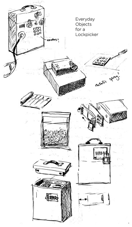  Initial sketch: everyday objects for a
lockpicker